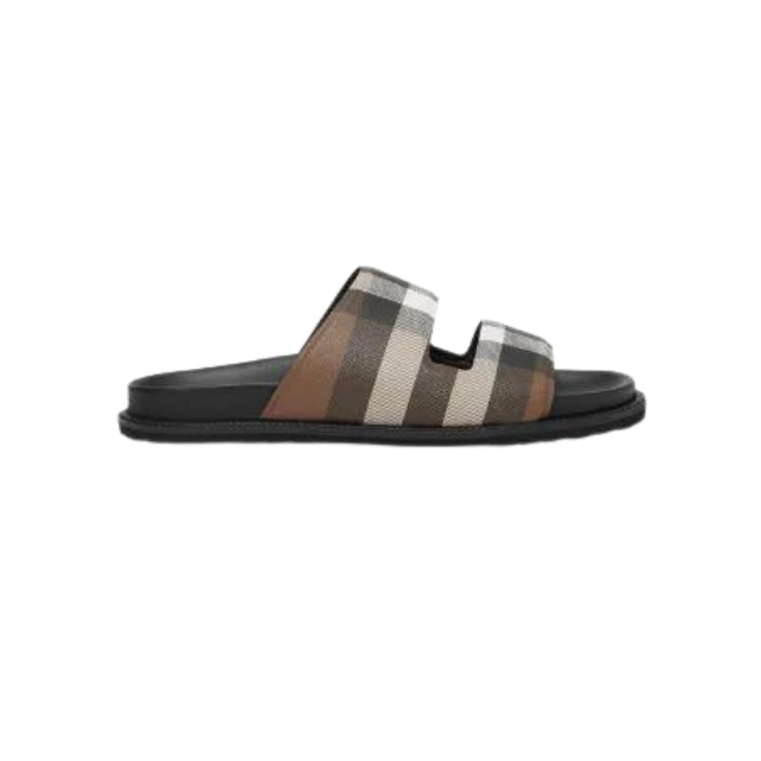 Burberry - Check-print cut-out canvas slides