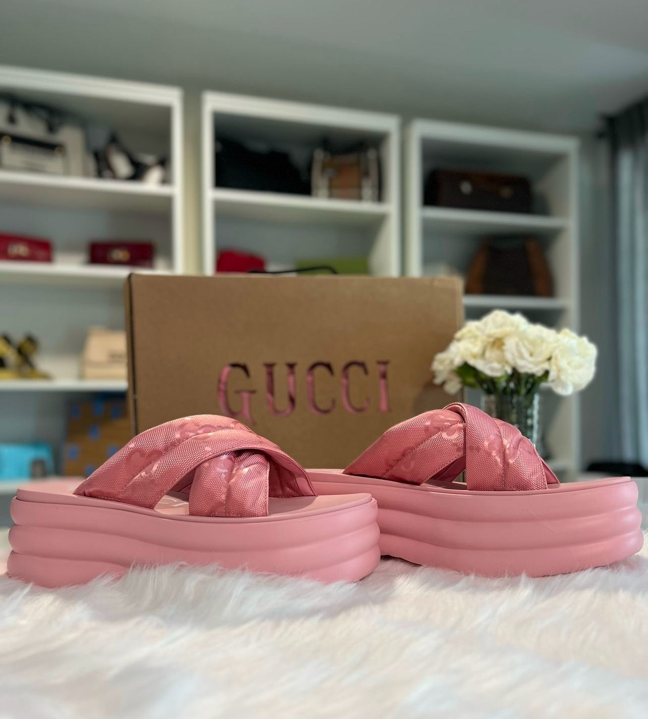 Gucci Cloth Mules Rosa