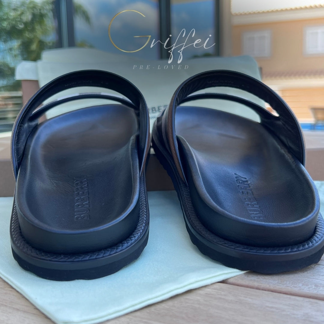 Burberry - Check-print cut-out canvas slides