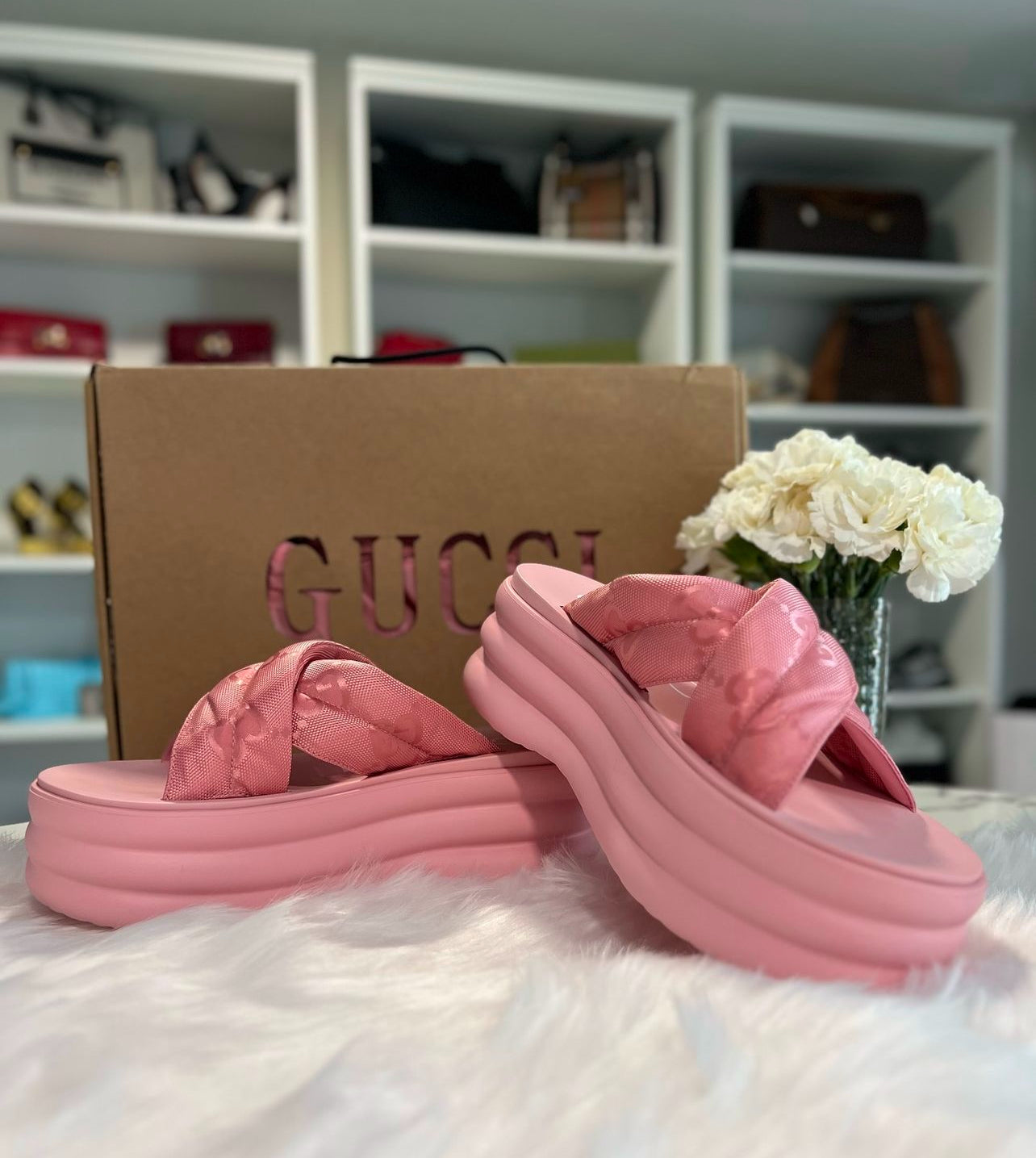 Gucci Cloth Mules Rosa