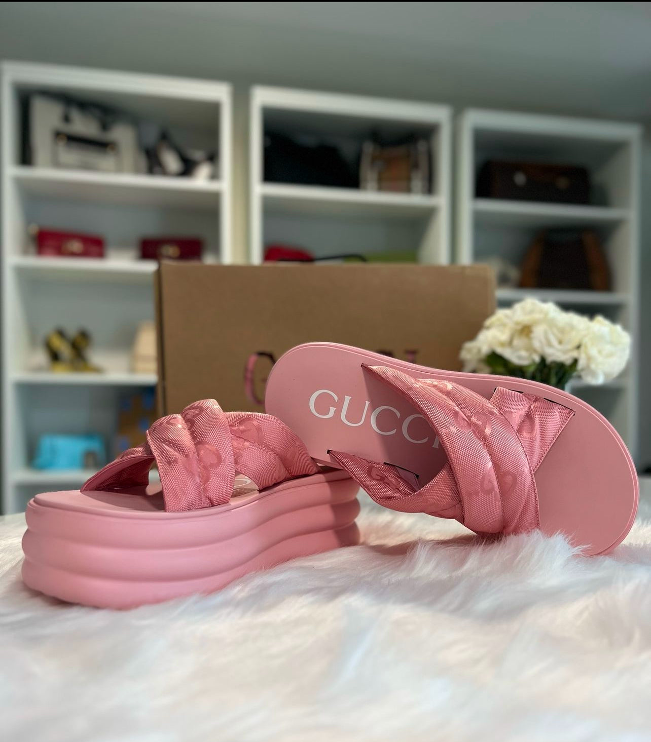 Gucci Cloth Mules Rosa