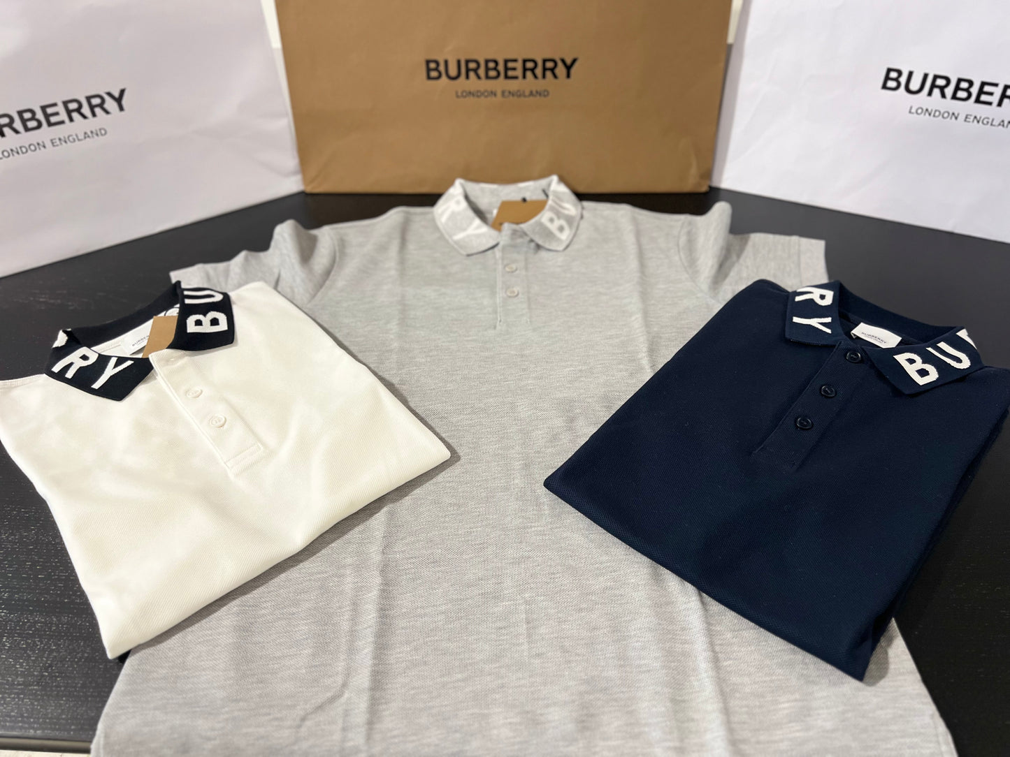 Polo Burberry Ryland Pale Grey Mela - Cinza