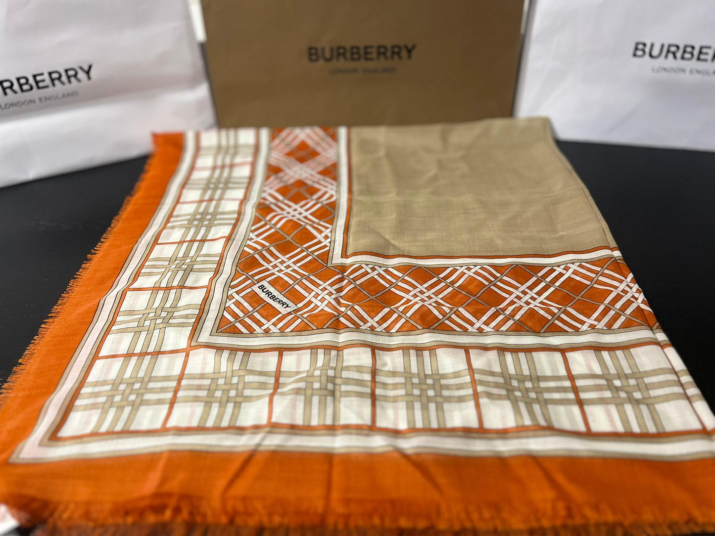 Burberry Lenço de Seda - Twilly Laranja