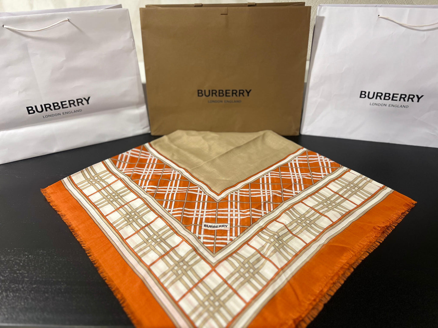 Burberry Lenço de Seda - Twilly Laranja