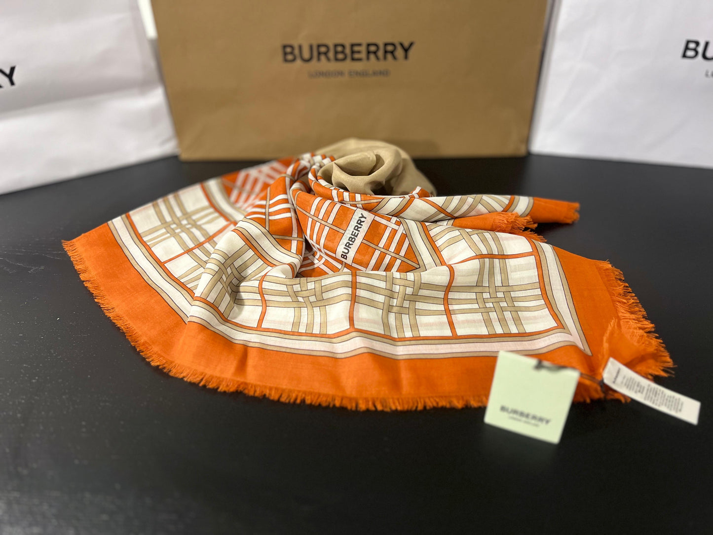 Burberry Lenço de Seda - Twilly Laranja