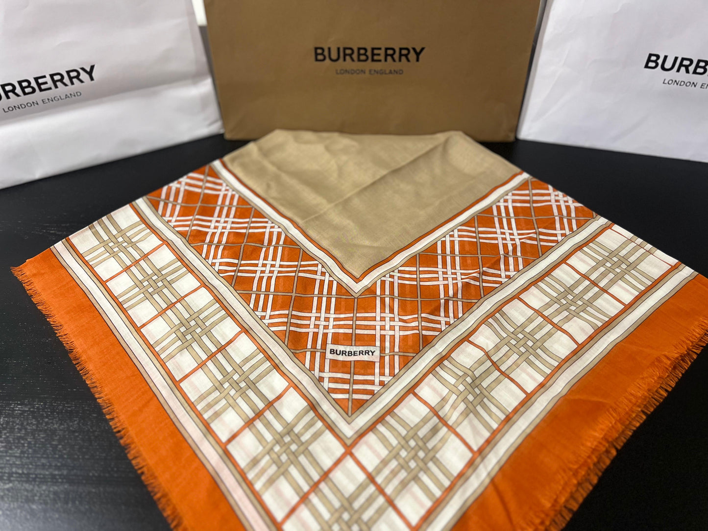 Burberry Lenço de Seda - Twilly Laranja