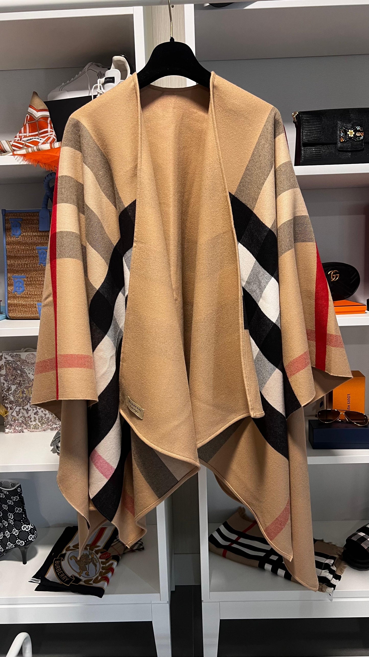 Burberry Charlotte Reversible Cape Poncho - Camel