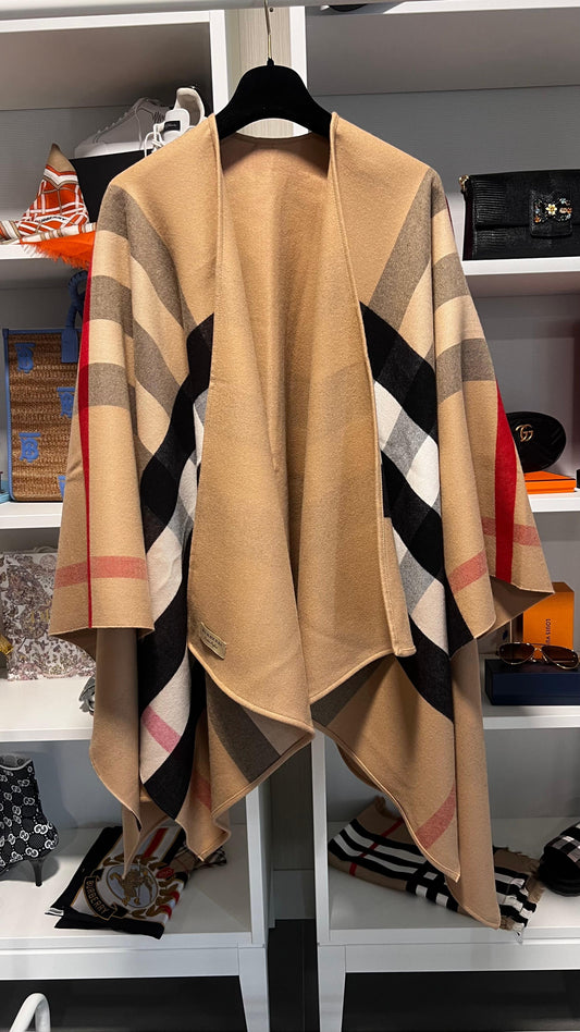 Burberry Charlotte Reversible Cape Poncho - Camel