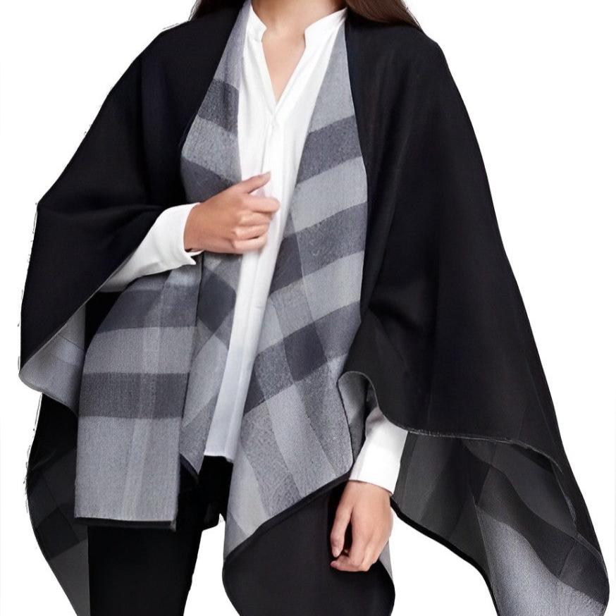 Burberry Charlotte Reversible Cape Poncho - Cinza